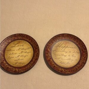 Kirklands Love and Happiness Wall Decor Plates - Red and Gold